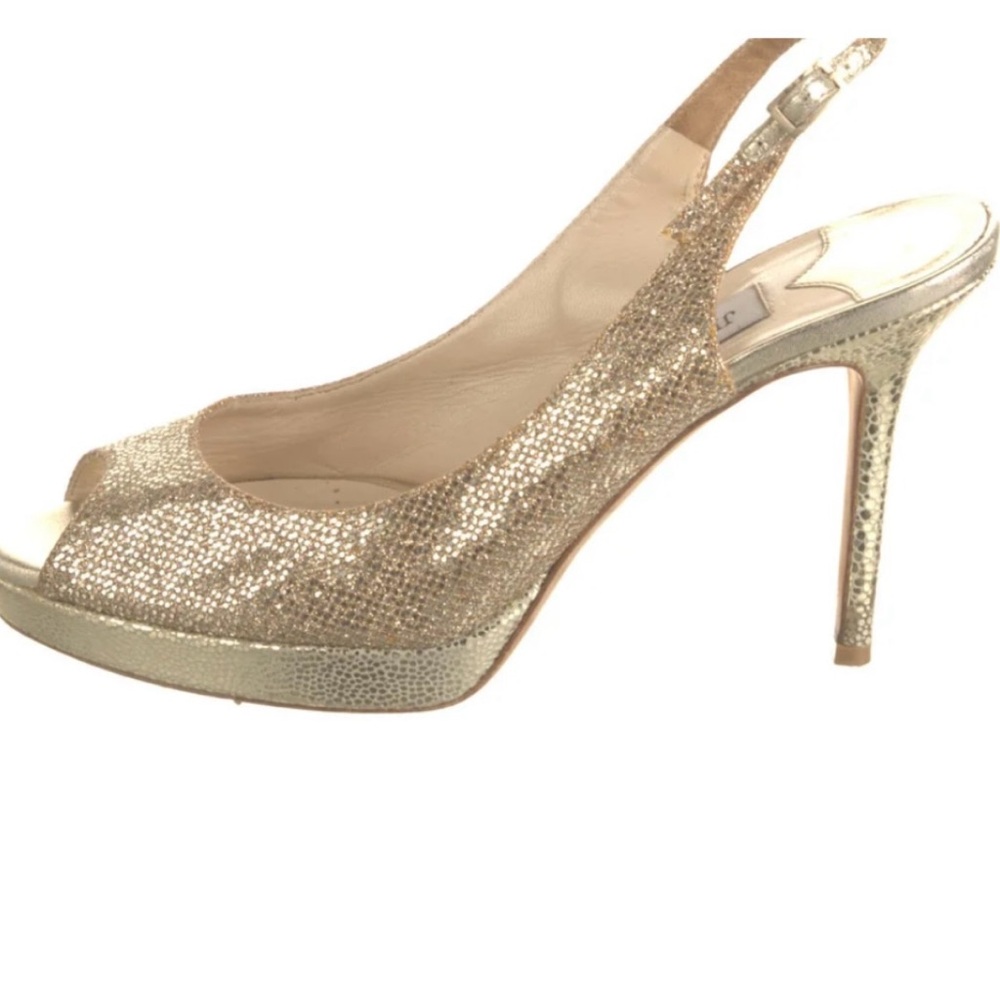 Jimmy Choo Glitter Slingback Pumps Gold Size 8